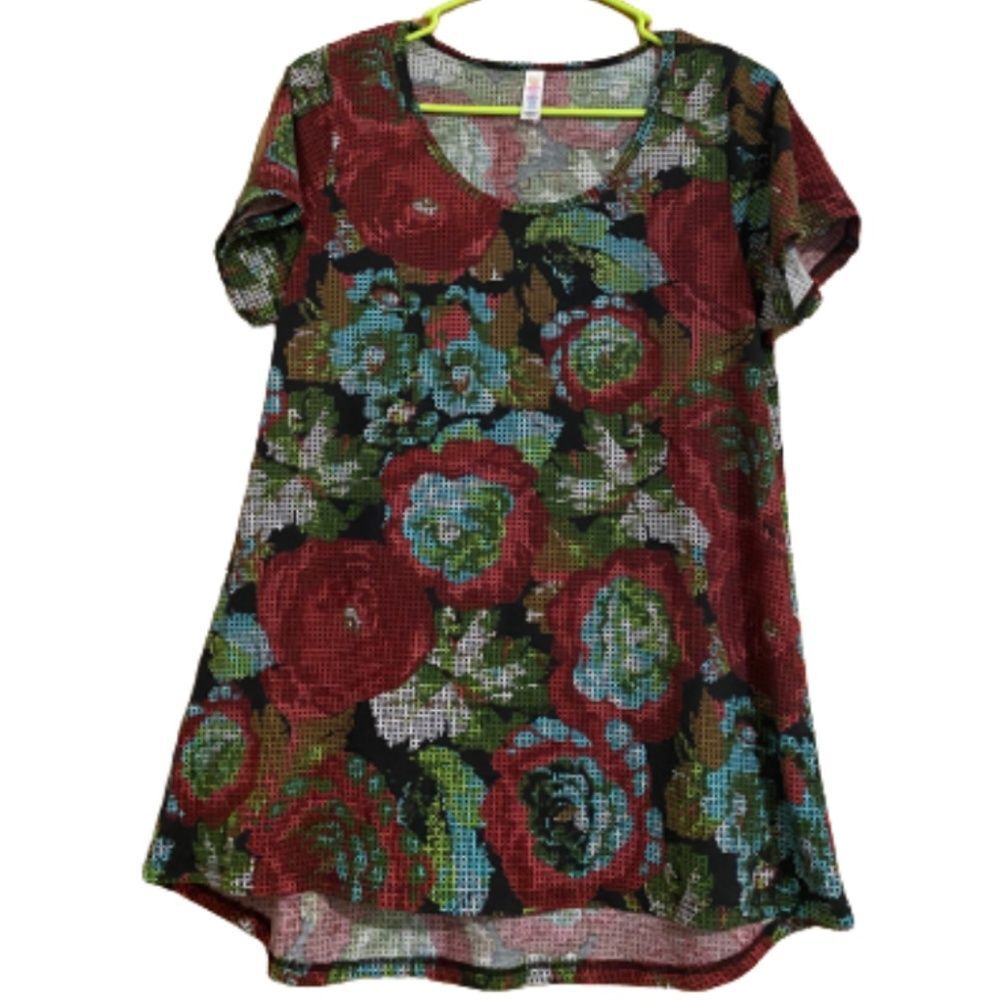 LULAROE WOMEN’s MULTI DIAMOND PAINTING INSPIRED FLORAL PRINT SHIRT Size- S